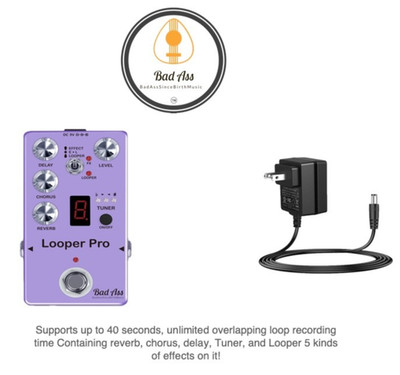 BadAss Looper Pro Guitar Multi-Effect W/Looper Delay Chorus Reverb And Tuner On
