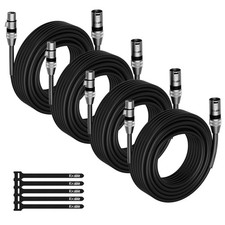 4-Pack DMX Stage Lighting Cable 25FT, 3 Pin XLR Male to Female Cable, Compati...