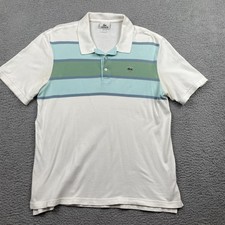 Lacoste Men  s Polo Shirt 6 XL Ivory Stripe Logo Classic Preppy