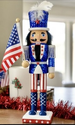 Nutcracker Ballet Americana SEQUIN Nutcracker July 4th Wood 12  NIB