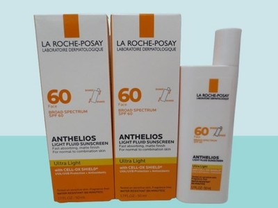 LA ROCHE POSAY ANTHELIOS ULTRA LIGHT FLUID SUNSCREEN SPF 60 1.7 OZ EXP: 2027 2PC
