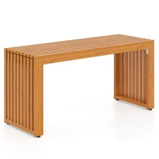36 Inch Patio Bench All-Slat Acacia Wood Loveseat for 2 People 800 lbs Capacity