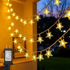 Twinkle Star 100 LED Star String Lights, 33FT Plug in Fairy String Lights Waterp