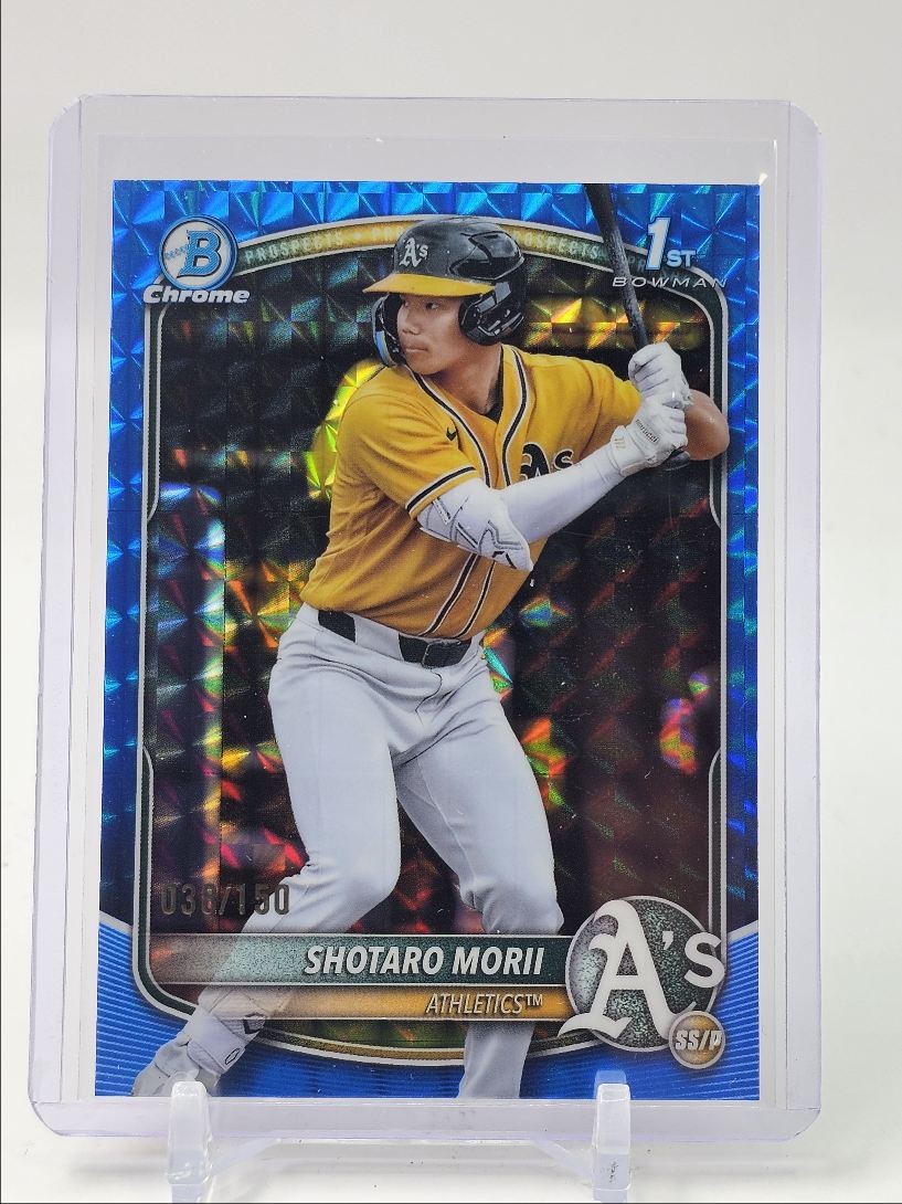 SHOTARO MORII 2025 BOWMAN CHROME 1ST BLUE GEOMETRIC ATHLETICS /150 Q4060