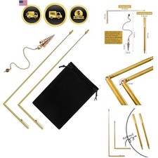 3 Piece Copper Dowsing Rod Set, Retractable Divining Rods with Pendulum and S...