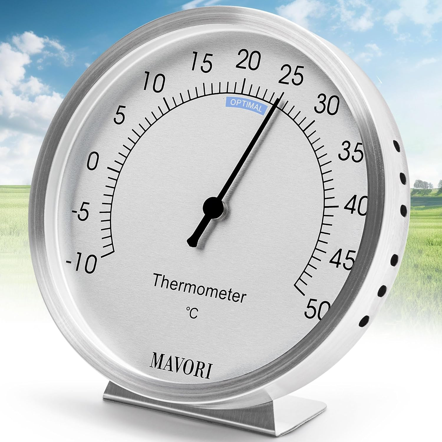 Termometro Casa Analogico Acciaio Inox - Robusto e Facile da Leggere