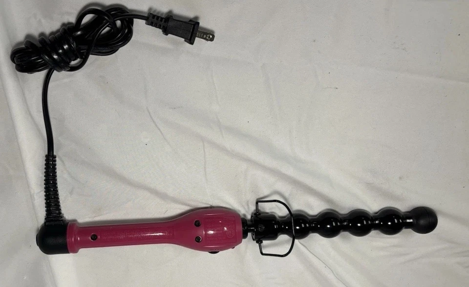 REVLON CURLING IRON Textured Tapered Hair STYLING WAND Pink On OFF Long Cord - Image 2 of 4