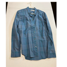Calvin Klein Men's Cotton Blue Check Long Sleeve Button-Up Shirt Size M