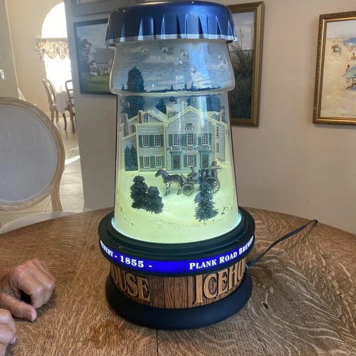 Vintage Icehouse Beer Brewery  Sign Display Rotates Lighted  20" Tall, Excellent