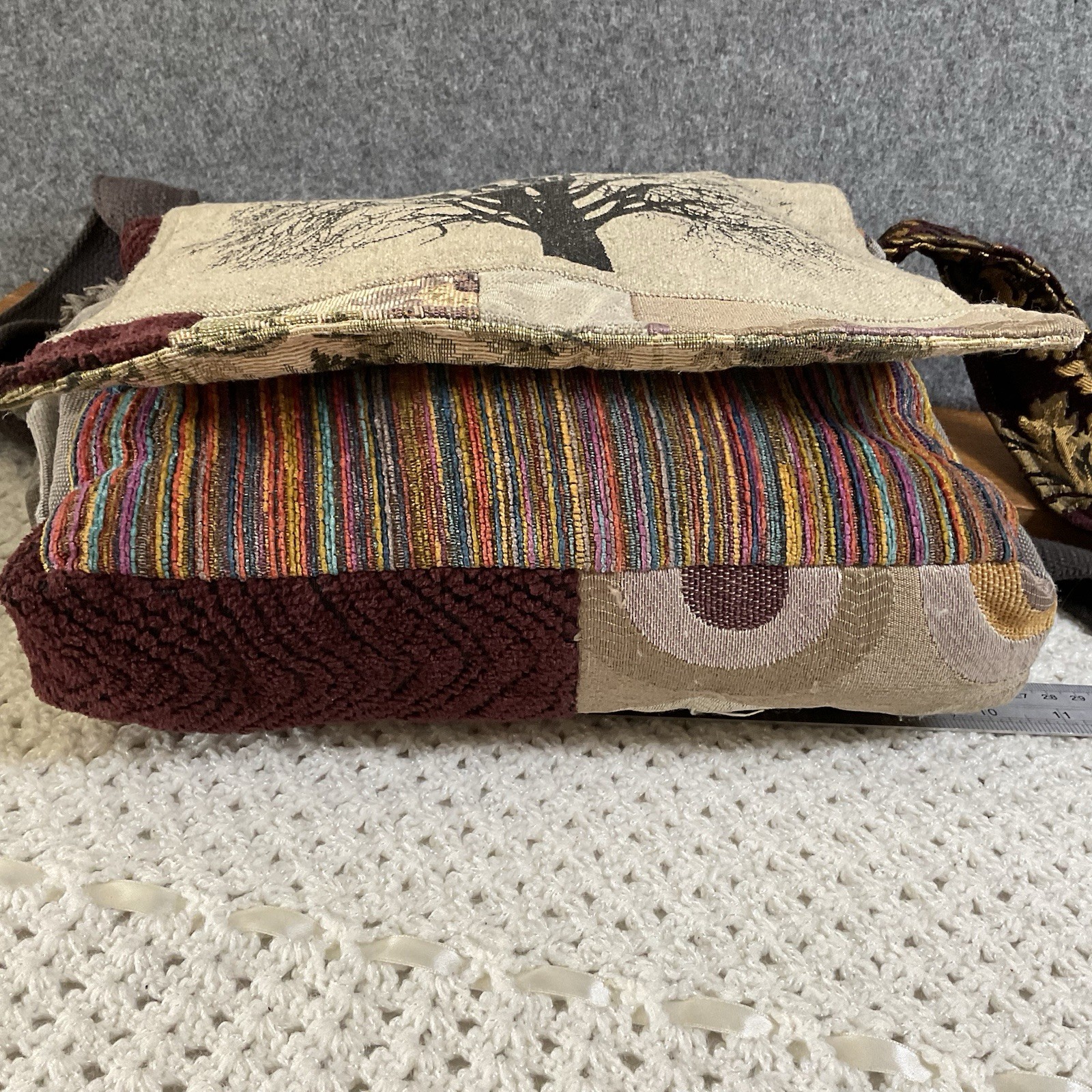 Handmade Patchwork Tree Material Flap Crossbody S… - image 15