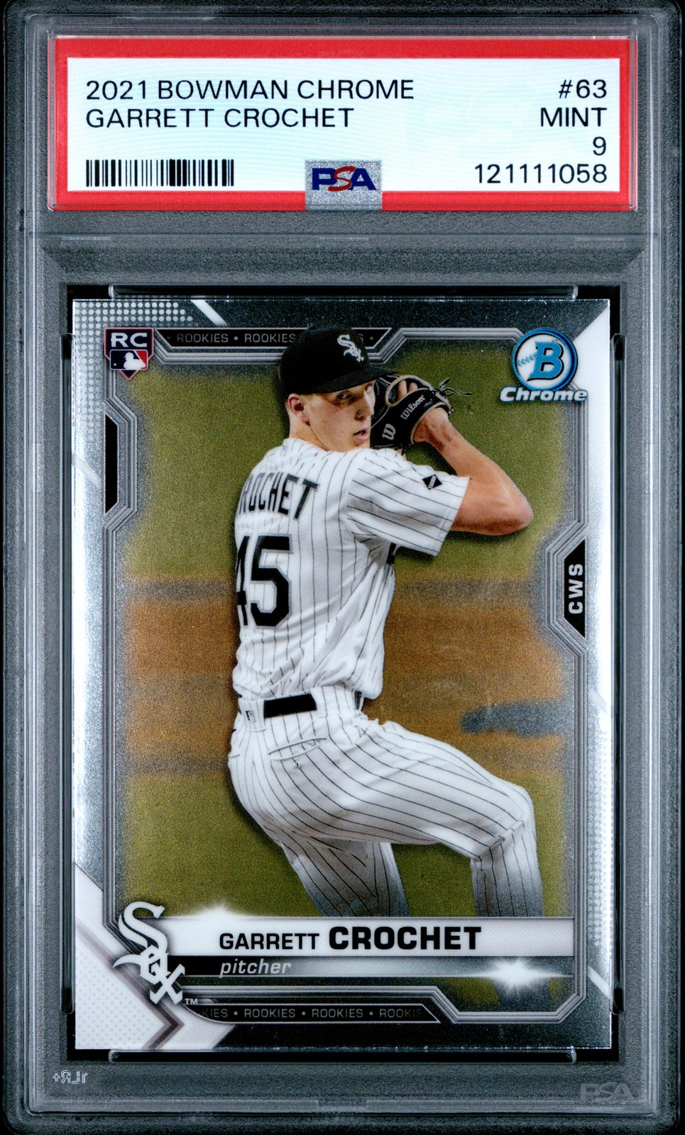 2021 BOWMAN CHROME #63 GARRETT CROCHET ROOKIE RC PSA 9