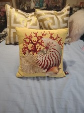 Gumps San Francisco Shell Embroidered Pillow