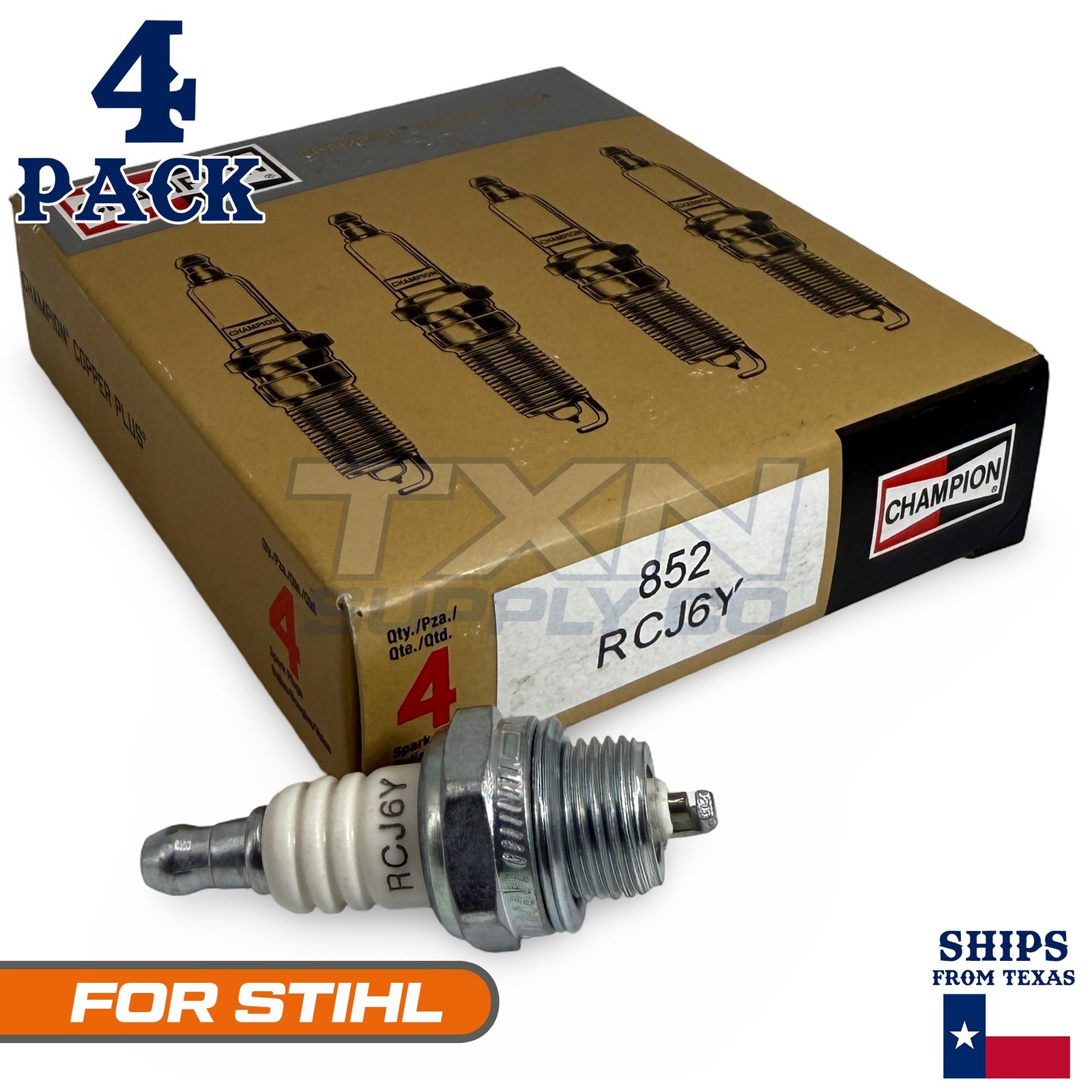 4 Pack Champion Spark Plug - For STIHL HS 46 Trimmer Cutter