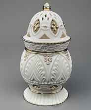 LENOX Ivory FLORENTINE & PEARL Illuminations CANDLE~24k Gold Trim~BEAUTIFUL~NEW!