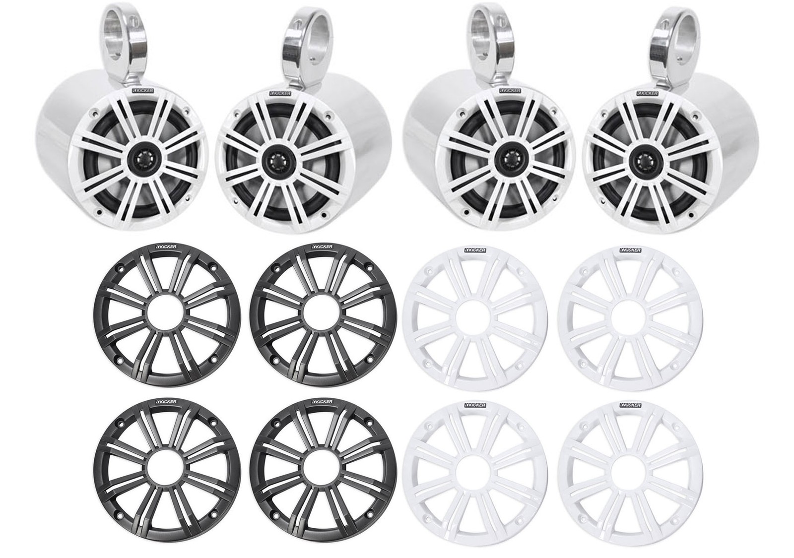 4 Лодочные колонки KICKER 45KM654 65 мощностью 390 Вт серебристого цвета с башней для морского вейкбординга 82490₽