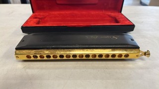 Hohner Super 64X Chromatic Harmonica 4 Octaves Gold/Black with Case