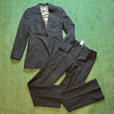 Dolce & Gabbana Wool Women s Black Striped Blazer And Pants Suit Set Size 40 /XS