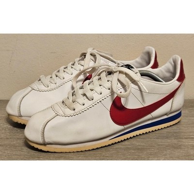 Nike Cortez Basic Womens Size 7.5 White Red Blue Leather Sneakers 807471-103
