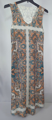 Energe World Wear Multicolor Geo Dress Size L Sleeveless Lace Flowy Poly/Spandex