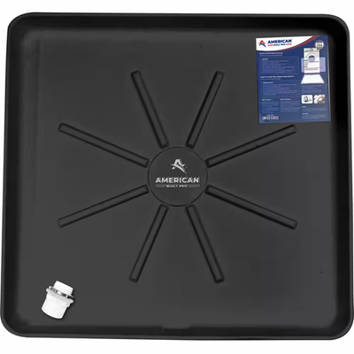 #ad #ad 30 In. X 28 In. Plastic Washing Machine Drain Pan with Drainhose Adapter in Blac $44.86