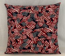 Patriotic July 4th American Flag 18" x 18" Throw Pillow Cover With Zipper