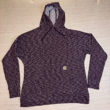 Carhartt Womens Relaxed Fit Marled Purple Knit Pullover Hoodie Size M 8/10