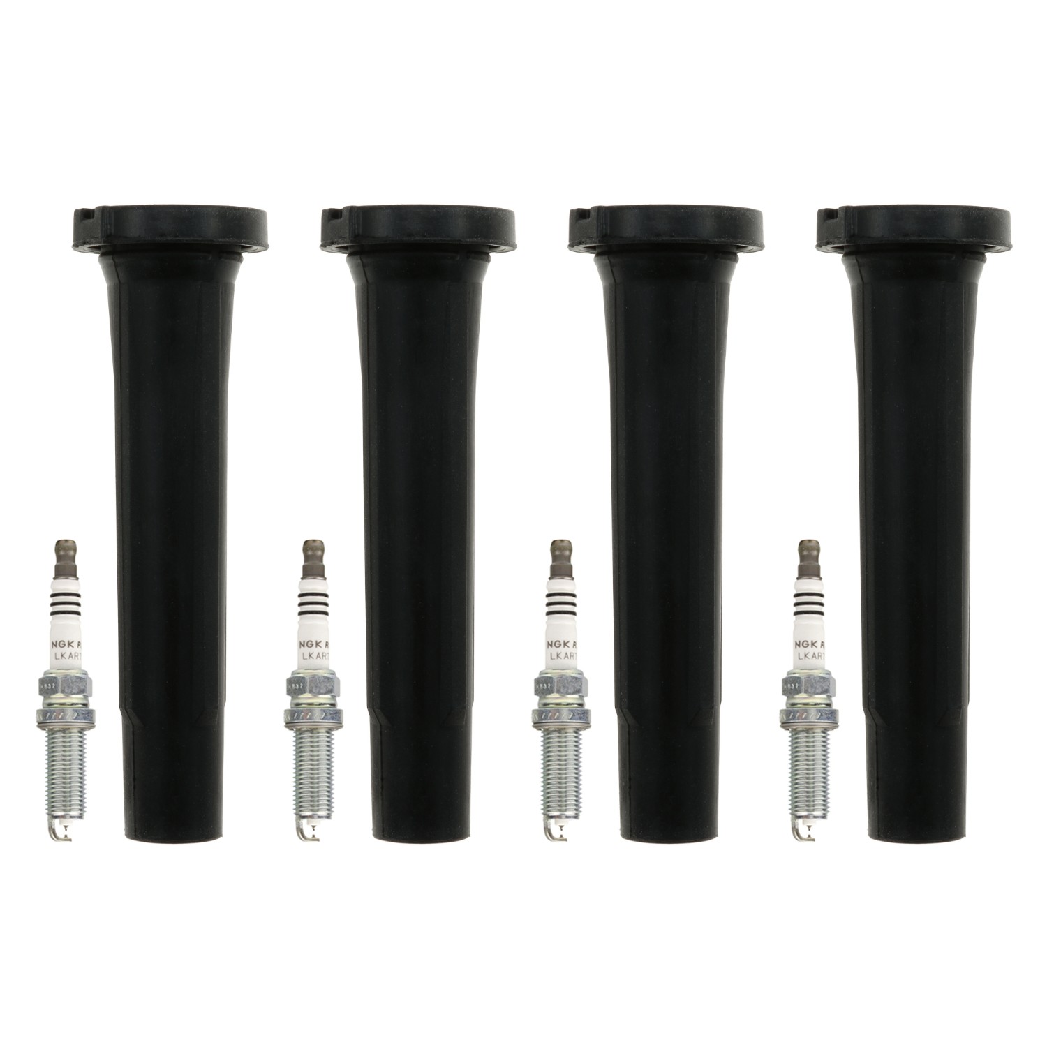 NGK 4 Ruthenium HX H. I. Spark Plugs 4 Coil Boots Kit for Mazda 3 6 CX-3 CX-5 L4