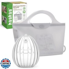 haakaa Wearable Silicone Breast Pump with Steriliser Bag, 2-in-1 Hands-Free P