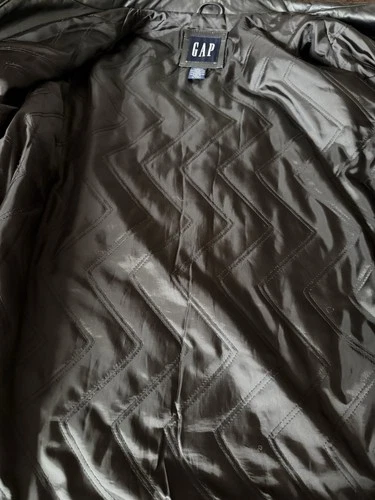 Vintage Gap Leather Black Jacket Quilted Lined Full Zip Front Pockets Men’s XL image 10