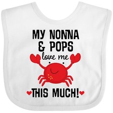 Inktastic Nonna And Pops Love Me Grandchild Baby Bib Boy Girl Grandkids Shower