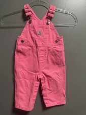 Carhartt Girls Bright Pink 100 Cotton Overalls Size 9M
