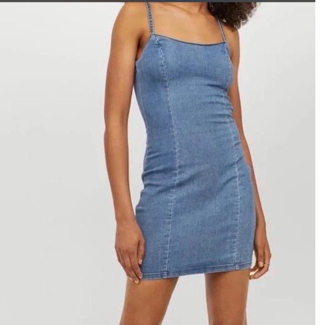 h&m denim dress 2019 Women's Denim blue Open-back denim dress