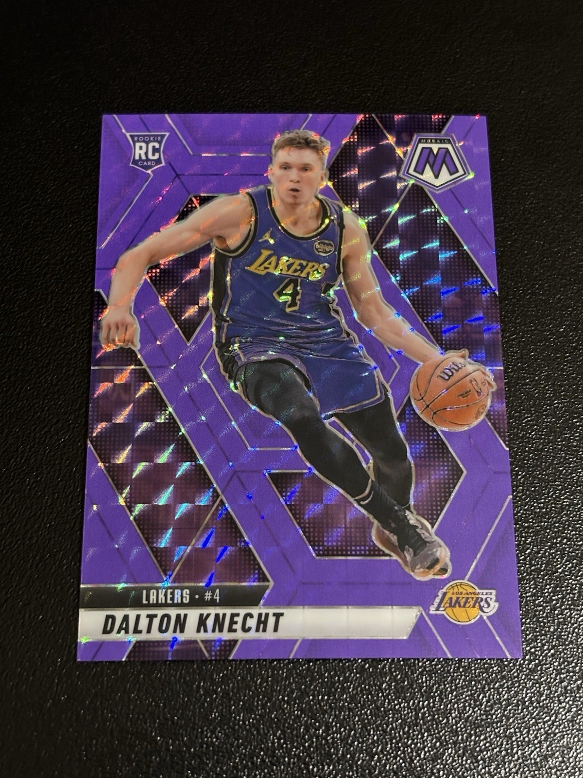 2024-25 Mosaic Purple Fluorescent Dalton Knecht RC #238 #’d /249 LA Lakers