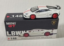 Mini GT  LB* WORKS Lamborghini Huracan v1 white w/ red Stripe  #148