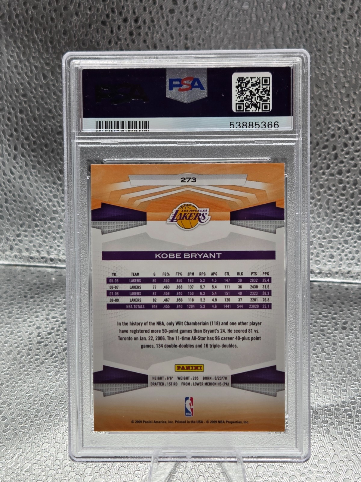 2009 Panini KOBE BRYANT Basketball Card PSA 10GEM MINT (Pop 35) view 2