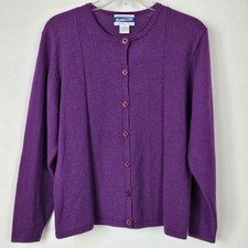 Vintage Pendleton Petite 100 Virgin Wool Purple Cardigan Sweater Sz Medium