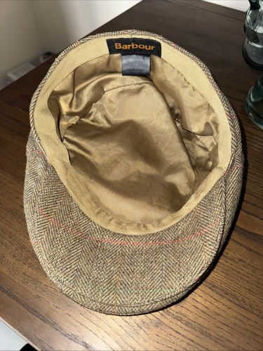 Vintage Barbour Tweed Check Pattern Country Style Flat Cap 6 7/8 56cm VGC - Picture 10 of 12