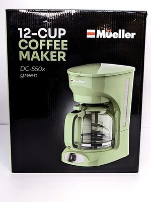 Mueller 12-Cup Green Filter Coffee Maker W Reusable Mesh Coffee Filter NIB Cute!