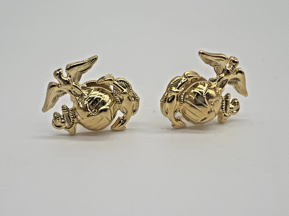 USMC Enlisted Dress Collar Device  24k Gold Eagle Globe Anchor (EGA)  Insignia | eBay