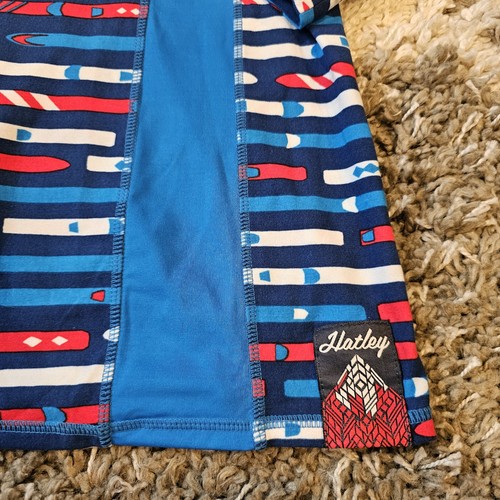 Hatley Ski Stripe Base Layer Top S Mock Neck 1/2 Zip Patriotic Mountain Patch - Picture 14 of 15