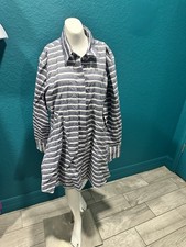 Donna Karan Blue/White Striped Shirt Dress Or Tunic Top L