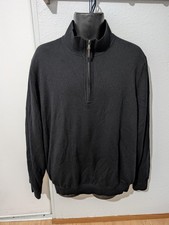 Fairway Greene Baruffa Merino Wool Quarter Zip Sweater XL Black