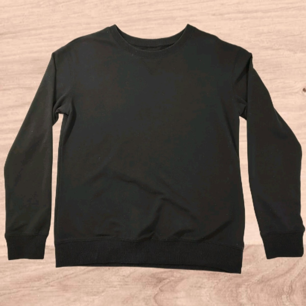 Svart Grundläggande Skinna Sweatshirt med Rund Hals Dam Storlek