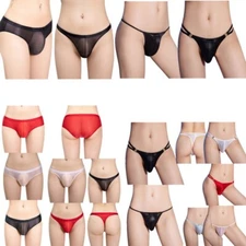 Men's Sissy Crossdressing Thongs Transparent T-back Briefs Bulge Pouch Underwear