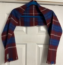 Vintage Courtelle Scarf Wrap Throw Tartan Plaid Red Blue France 10  X 57  