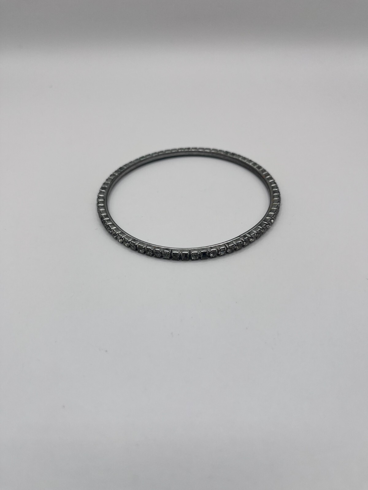 Silver Rhinestone Bangle Bracelet - image 2