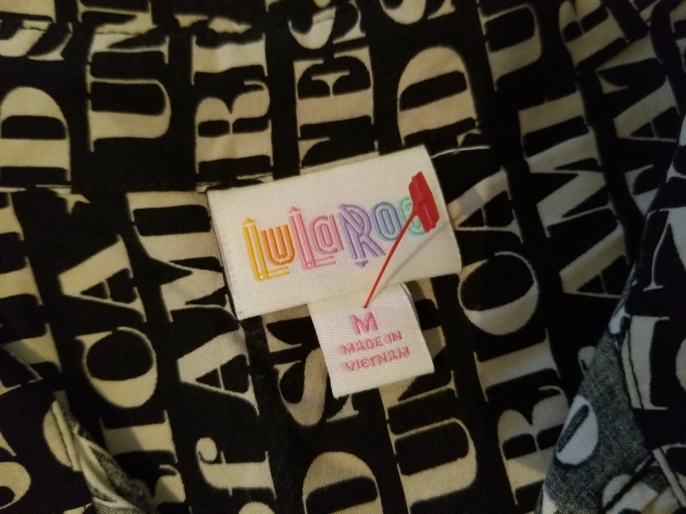 Mens LulaRoe Dress Shirt M Medium Black Button Cotton Short Sleeve - Image 3 of 4