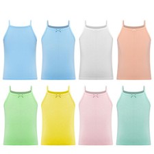 Kids Girls Vest Spaghetti Strap Crop Top Solid Color Camisole Jazz Costume Gym