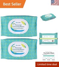 Aloe Vera Infused Flushable Wipes - 72 Count Travel Size for Sensitive Skin