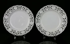 Set of 2  KPM Germany Reticulated Blanc de Chine White 9" Porcelain Plates